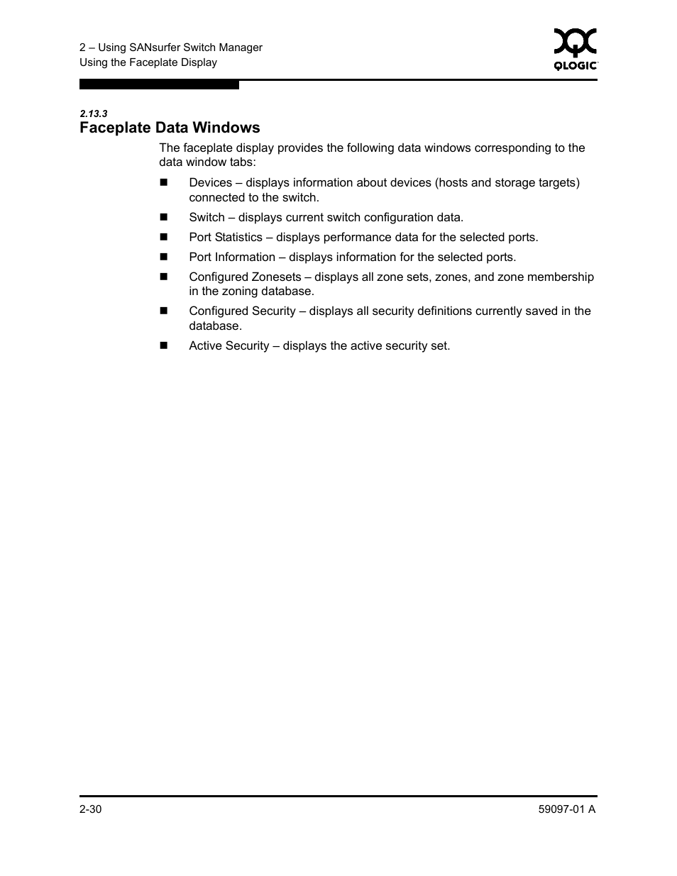 3 faceplate data windows, Faceplate data windows -30, Faceplate data windows | Sun Microsystems 5602 User Manual | Page 46 / 324