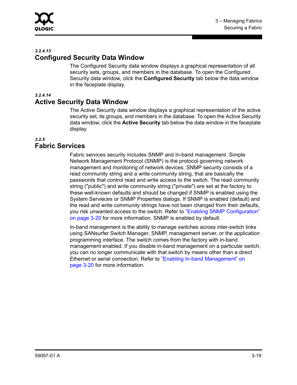 13 configured security data window, 14 active security data window, 5 fabric services | Configured security data window -19, Active security data window -19, Fabric services -19, Fabric services | Sun Microsystems 5602 User Manual | Page 65 / 324