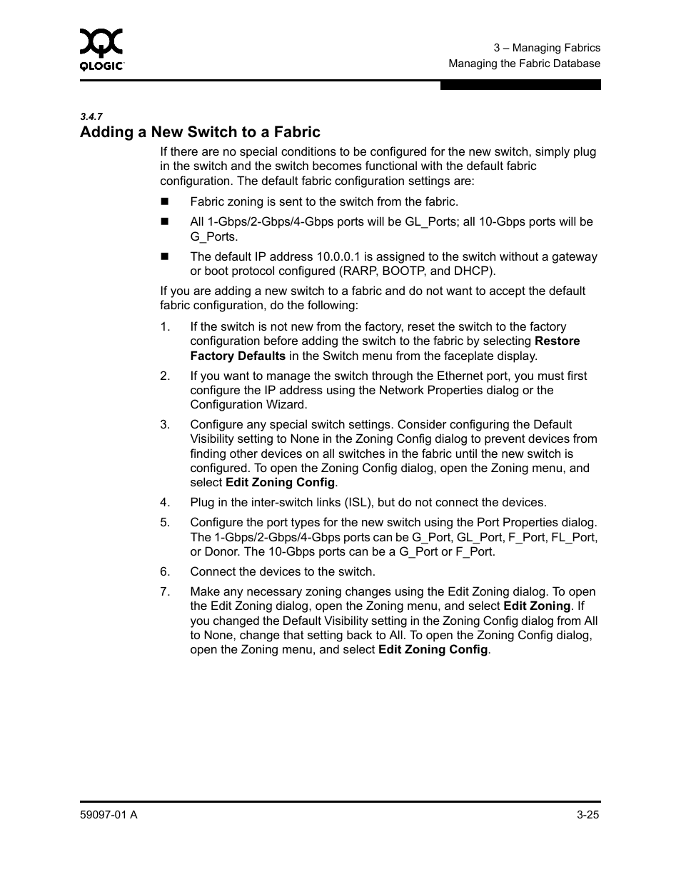 7 adding a new switch to a fabric, Adding a new switch to a fabric -25 | Sun Microsystems 5602 User Manual | Page 71 / 324