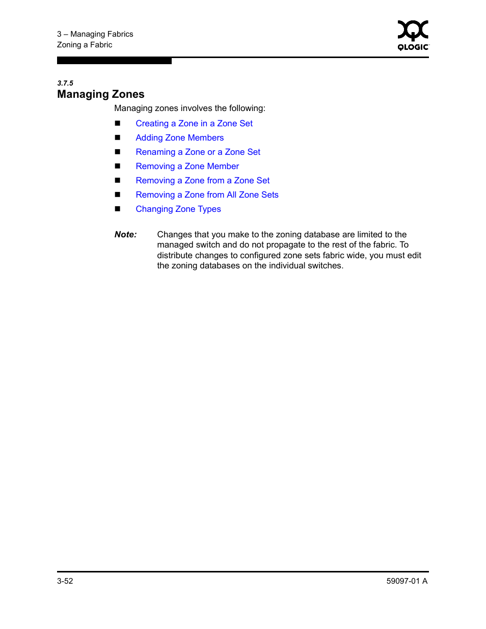 5 managing zones, Managing zones -52, Managing zones | Sun Microsystems 5602 User Manual | Page 98 / 324