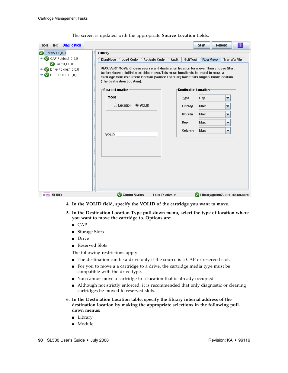 Sun Microsystems StorageTek Modular Library System SL500 User Manual | Page 122 / 436