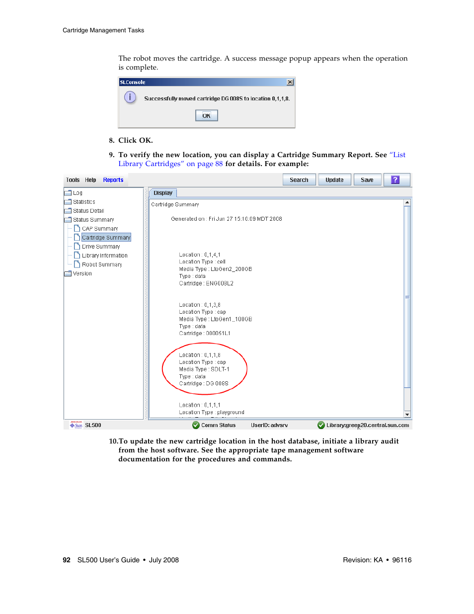 Sun Microsystems StorageTek Modular Library System SL500 User Manual | Page 124 / 436