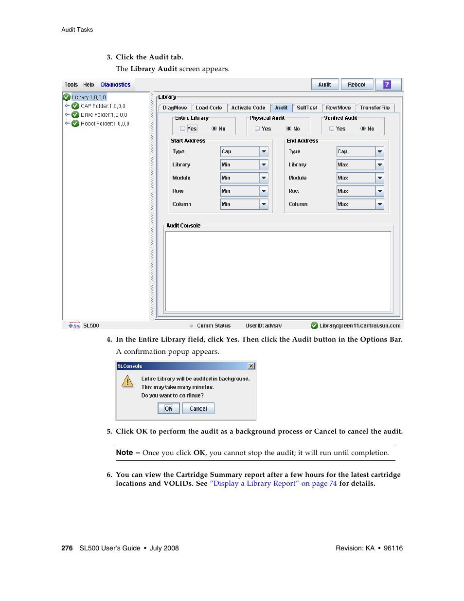 Sun Microsystems StorageTek Modular Library System SL500 User Manual | Page 308 / 436