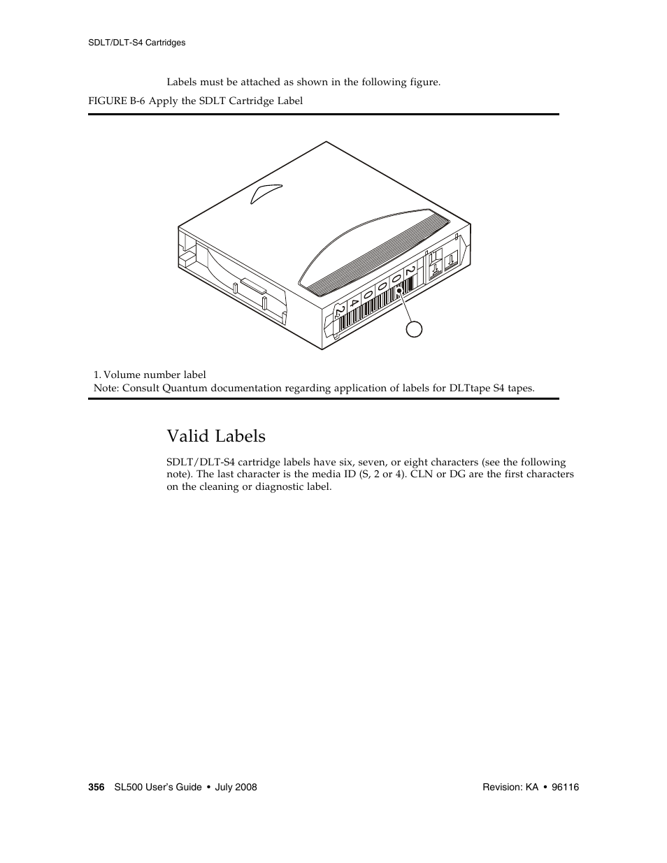 Valid labels, Figure b-6 | Sun Microsystems StorageTek Modular Library System SL500 User Manual | Page 388 / 436