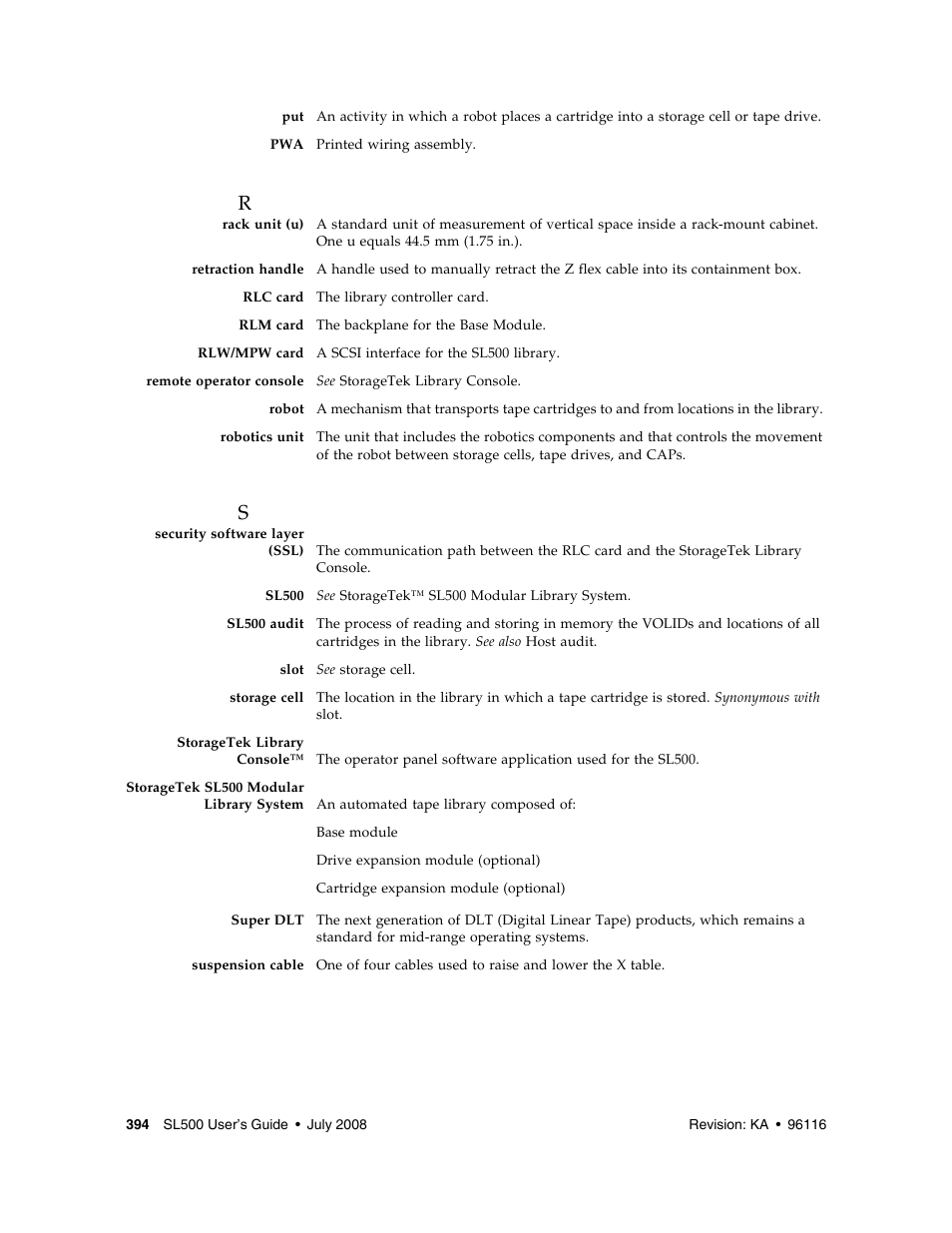 Sun Microsystems StorageTek Modular Library System SL500 User Manual | Page 426 / 436