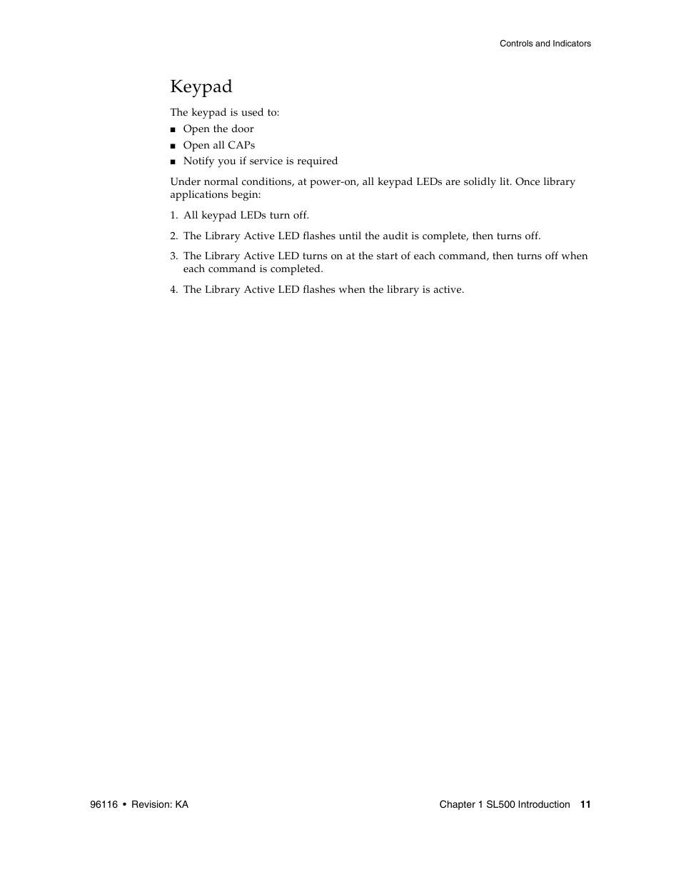 Keypad | Sun Microsystems StorageTek Modular Library System SL500 User Manual | Page 43 / 436