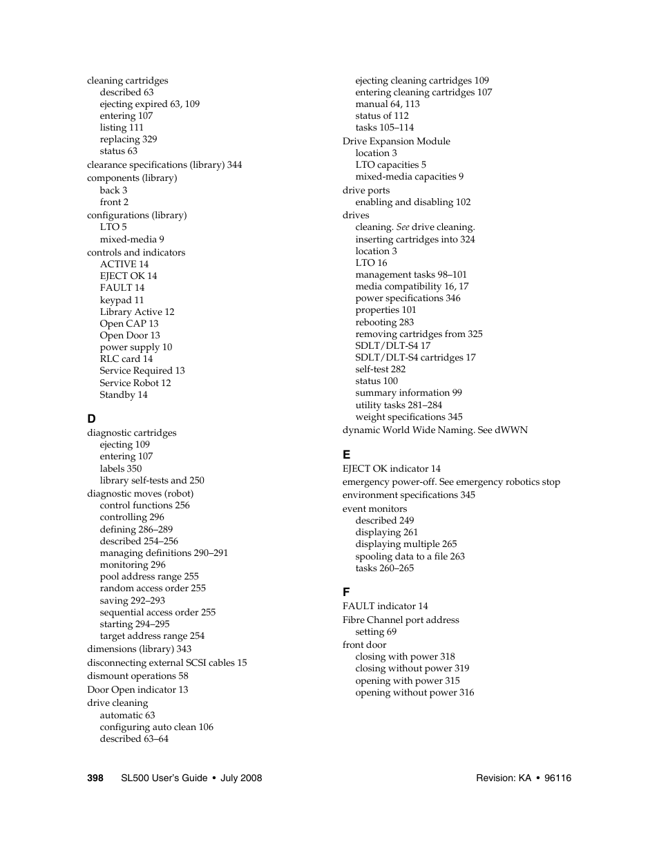 Sun Microsystems StorageTek Modular Library System SL500 User Manual | Page 430 / 436