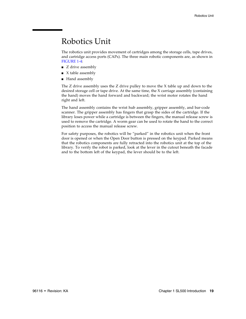 Robotics unit | Sun Microsystems StorageTek Modular Library System SL500 User Manual | Page 51 / 436
