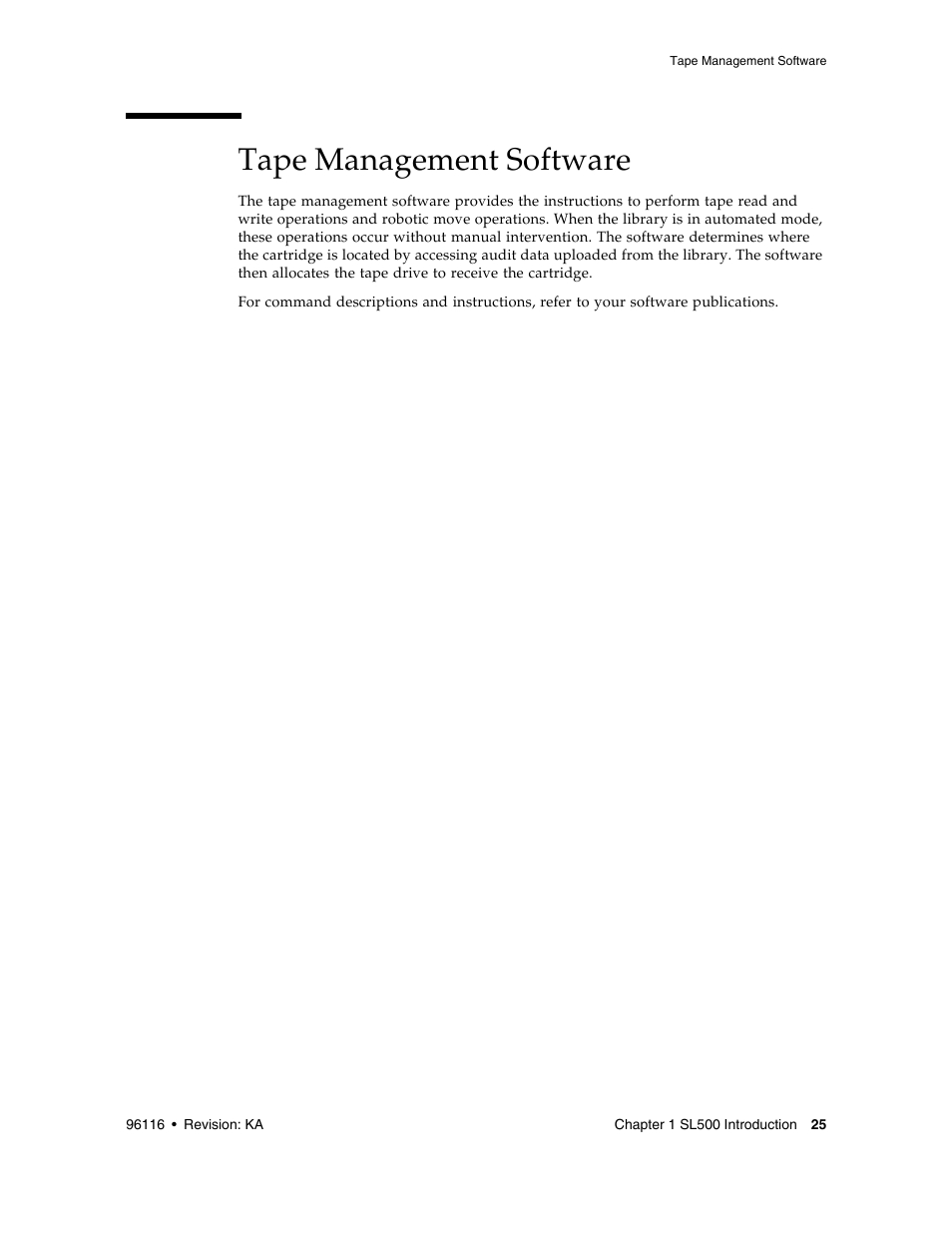 Tape management software, Tape management software 25 | Sun Microsystems StorageTek Modular Library System SL500 User Manual | Page 57 / 436