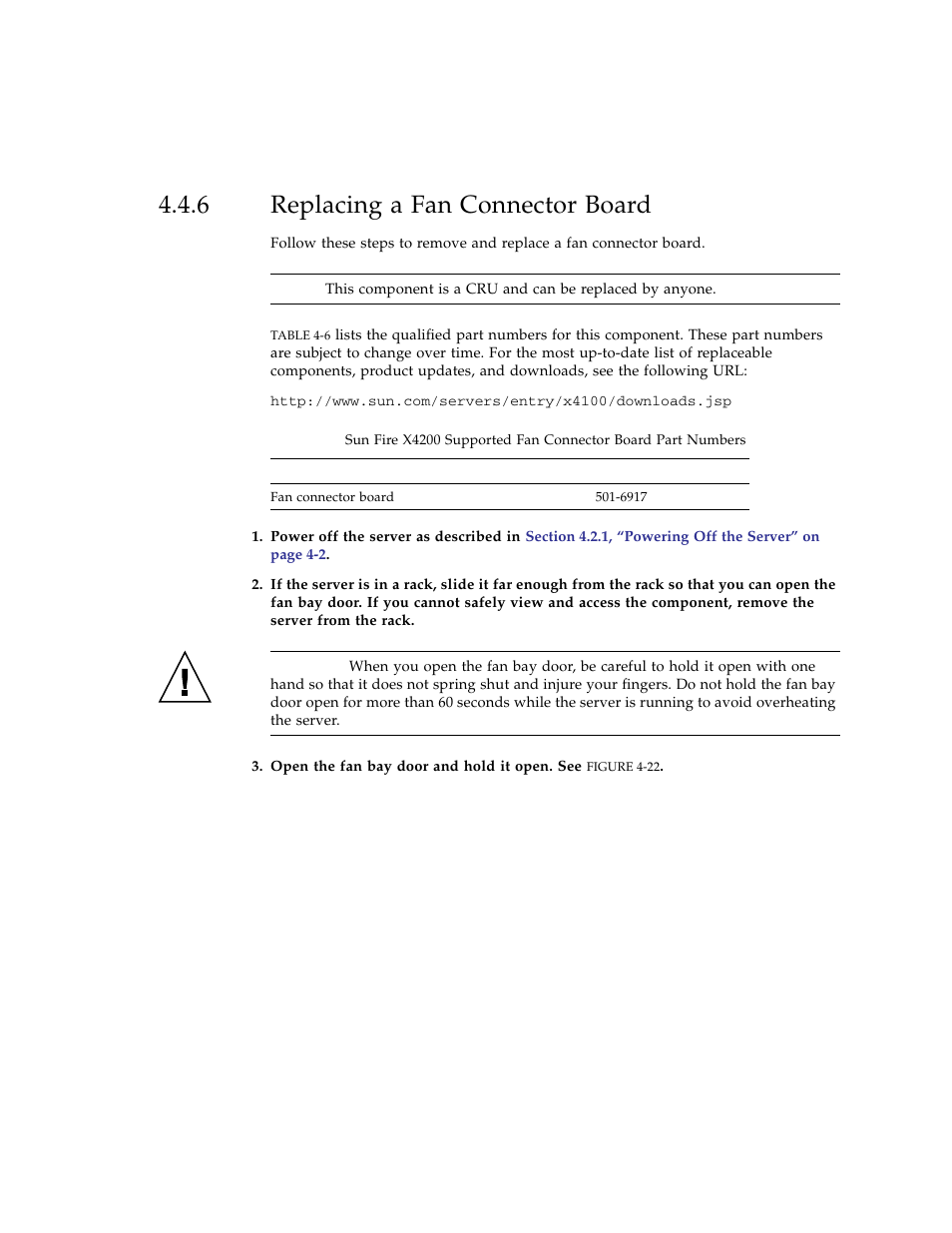 6 replacing a fan connector board, Replacing a fan connector board | Sun Microsystems Sun Fire X4100 User Manual | Page 157 / 302