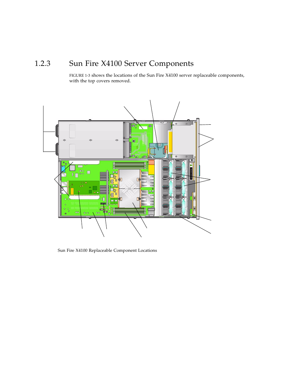 3 sun fire x4100 server components, Sun fire x4100 server components | Sun Microsystems Sun Fire X4100 User Manual | Page 18 / 302