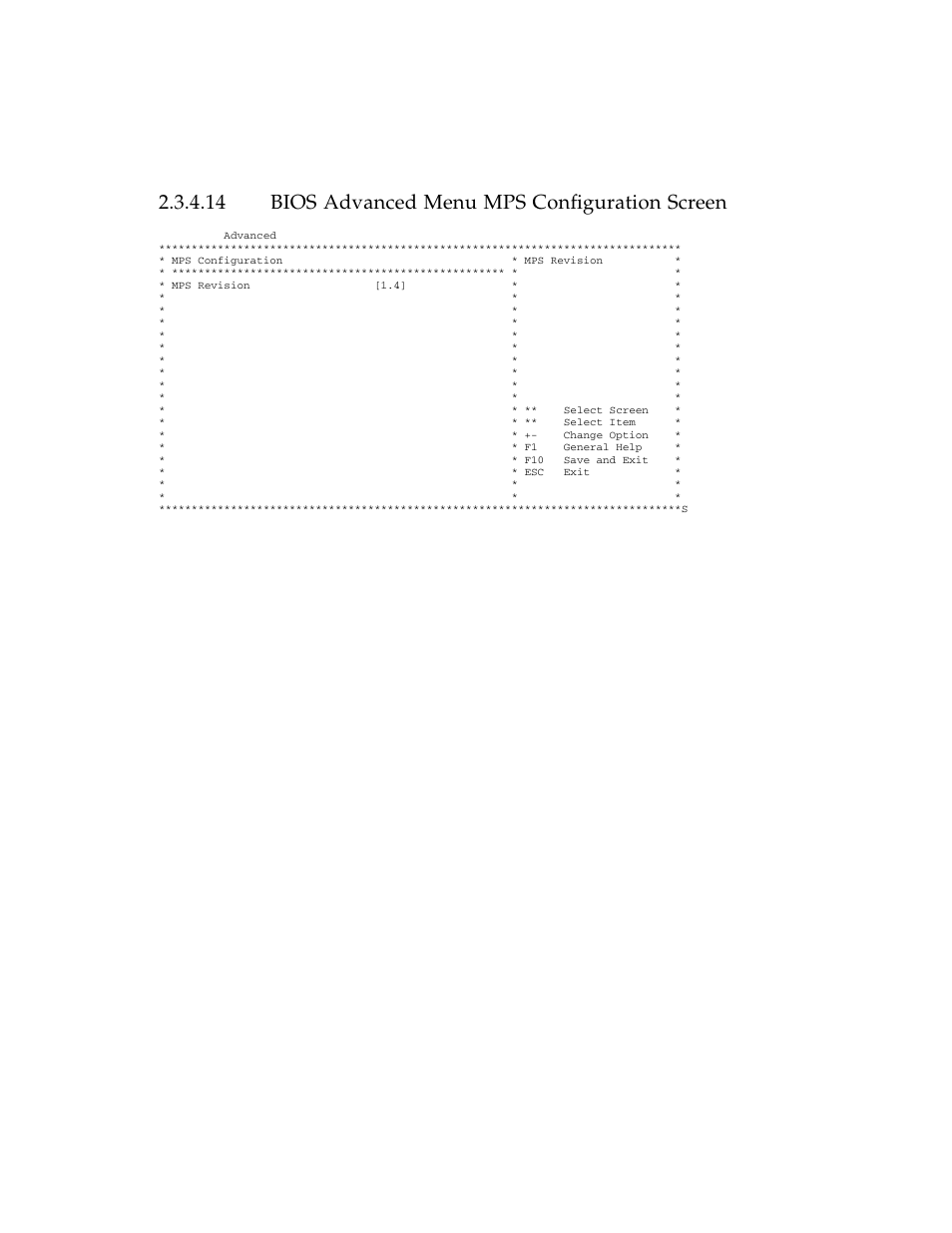 14 bios advanced menu mps configuration screen, Bios advanced menu mps configuration screen | Sun Microsystems Sun Fire X4100 User Manual | Page 41 / 302