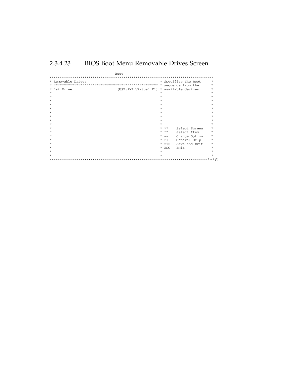 23 bios boot menu removable drives screen, Bios boot menu removable drives screen | Sun Microsystems Sun Fire X4100 User Manual | Page 47 / 302