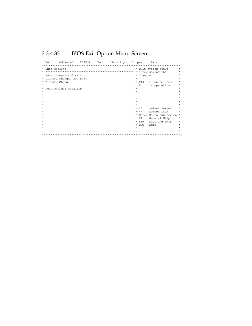 33 bios exit option menu screen, Bios exit option menu screen | Sun Microsystems Sun Fire X4100 User Manual | Page 53 / 302