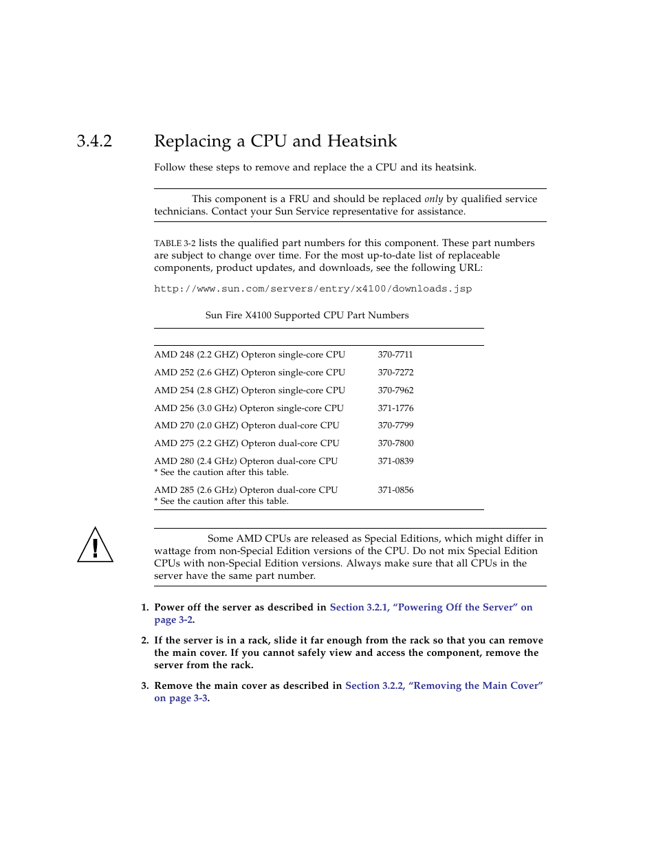 2 replacing a cpu and heatsink, Replacing a cpu and heatsink | Sun Microsystems Sun Fire X4100 User Manual | Page 70 / 302