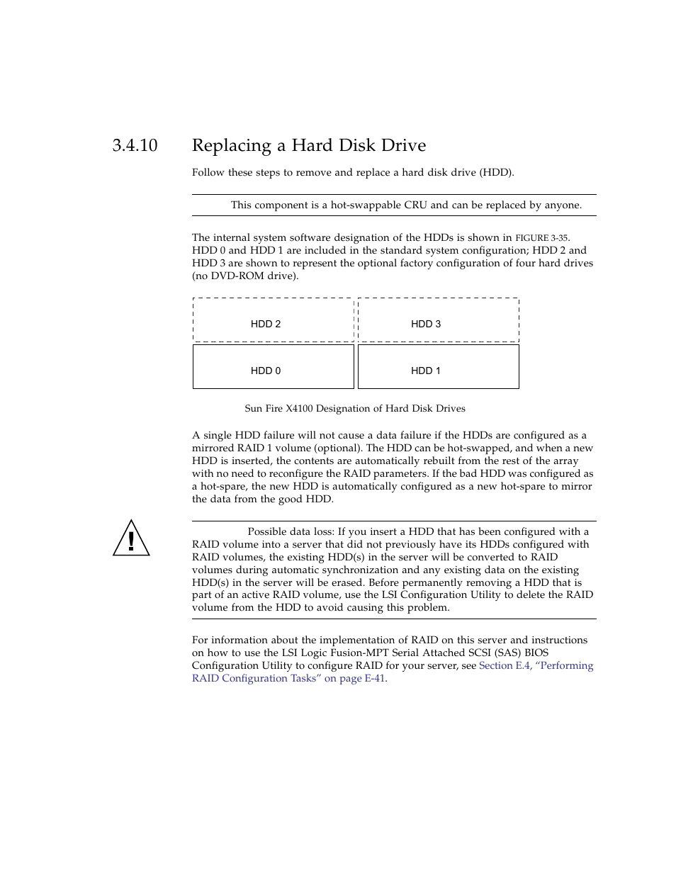 10 replacing a hard disk drive, Replacing a hard disk drive | Sun Microsystems Sun Fire X4100 User Manual | Page 99 / 302