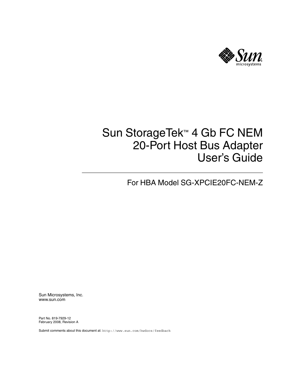 Sun Microsystems Sun StorageTek SG-XPCIE20FC-NEM-Z User Manual | 68 pages