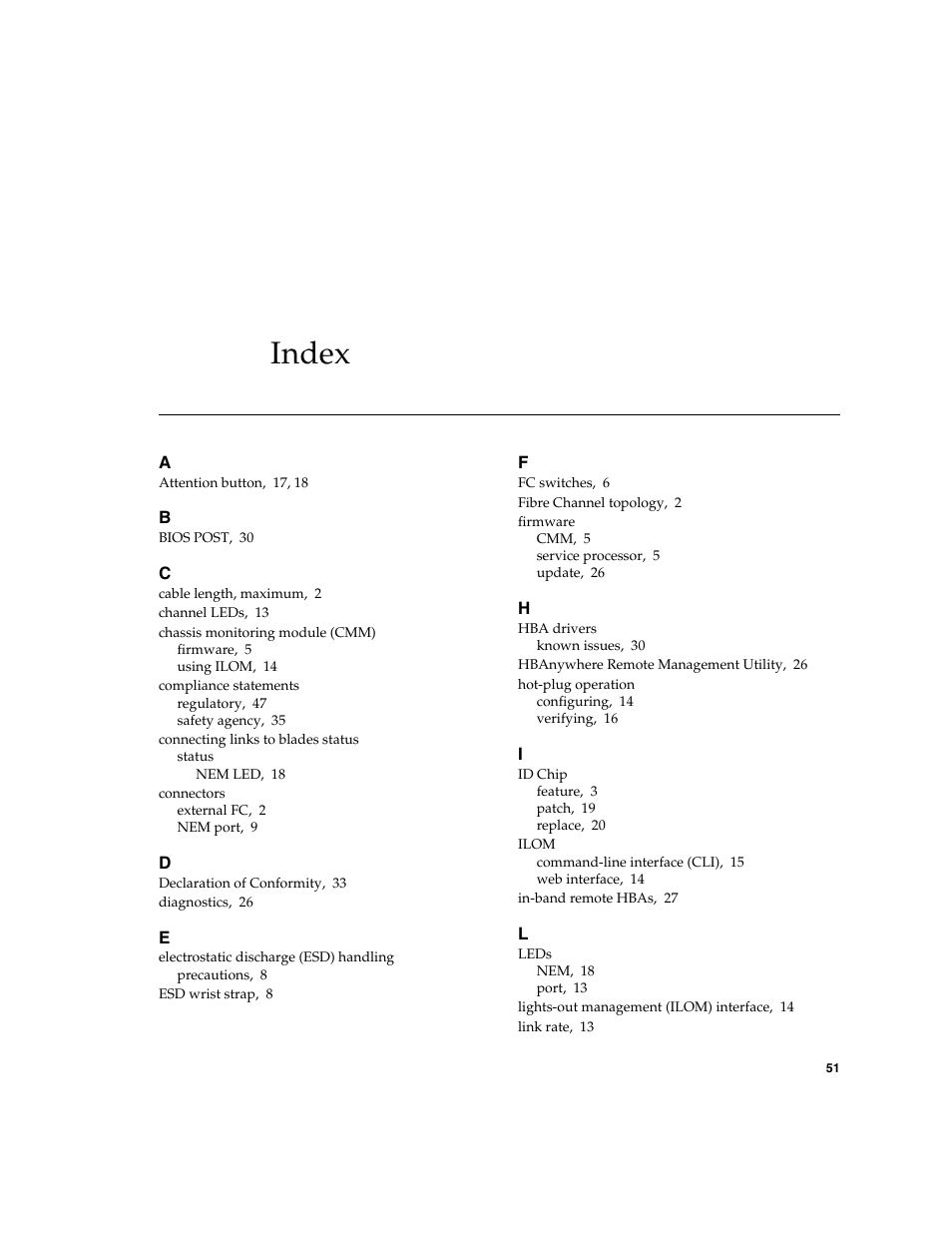 Index | Sun Microsystems Sun StorageTek SG-XPCIE20FC-NEM-Z User Manual | Page 67 / 68