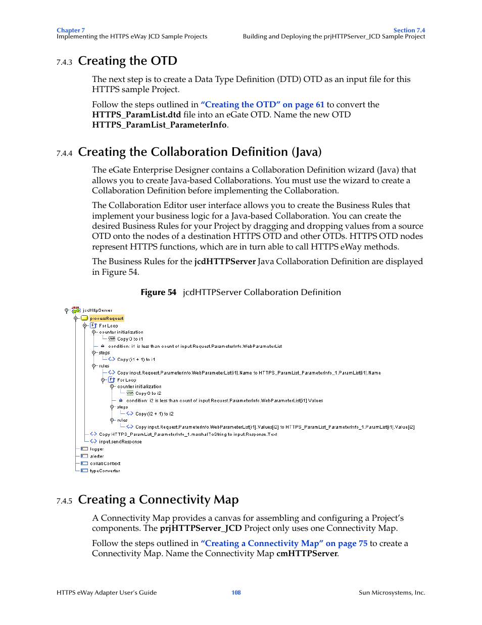 3 creating the otd, 4 creating the collaboration definition (java), 5 creating a connectivity map | Creating the otd, Creating the collaboration definition (java), Creating a connectivity map | Sun Microsystems 5.1.1 User Manual | Page 108 / 114