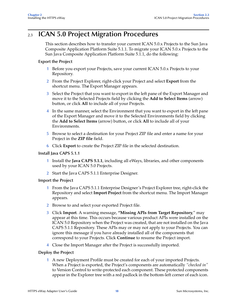 3 ican 5.0 project migration procedures, Ican 5.0 project migration procedures | Sun Microsystems 5.1.1 User Manual | Page 18 / 114