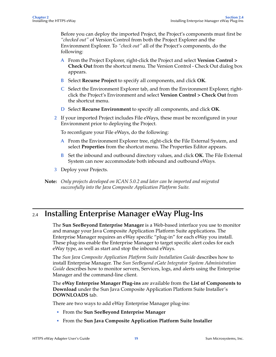 4 installing enterprise manager eway plug-ins, Installing enterprise manager eway plug-ins | Sun Microsystems 5.1.1 User Manual | Page 19 / 114