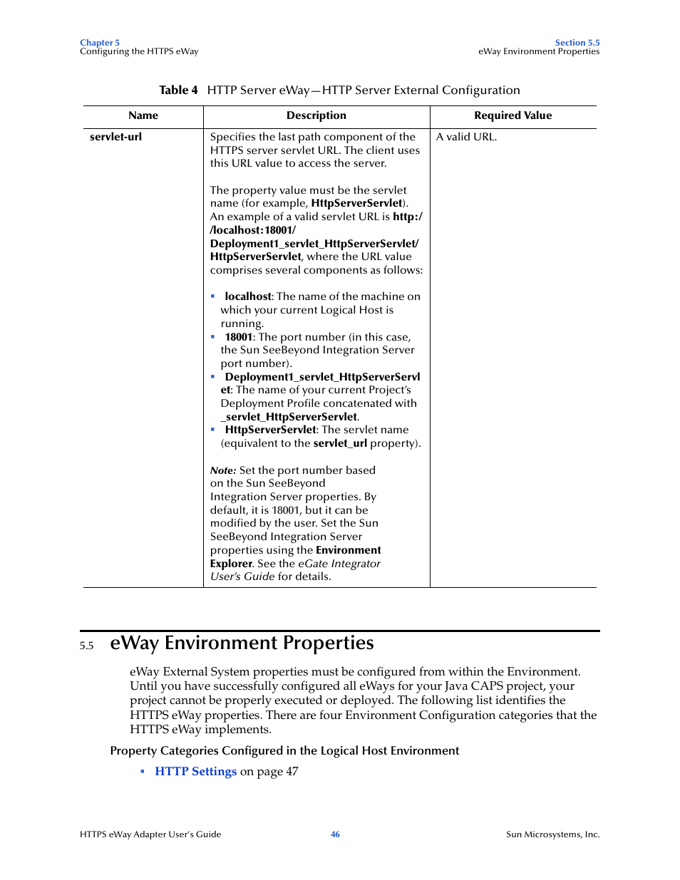 5 eway environment properties, Eway environment properties | Sun Microsystems 5.1.1 User Manual | Page 46 / 114