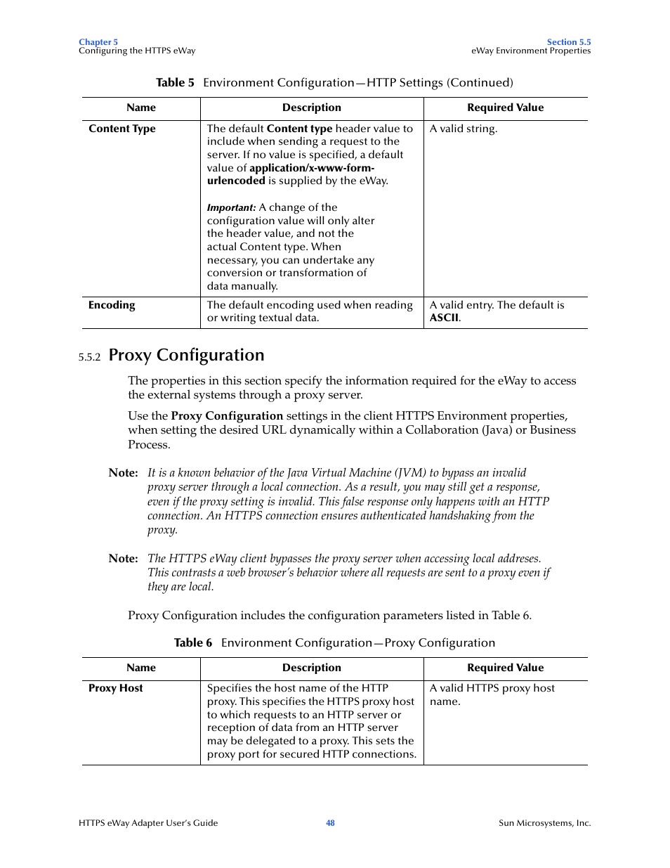 2 proxy configuration, Proxy configuration | Sun Microsystems 5.1.1 User Manual | Page 48 / 114