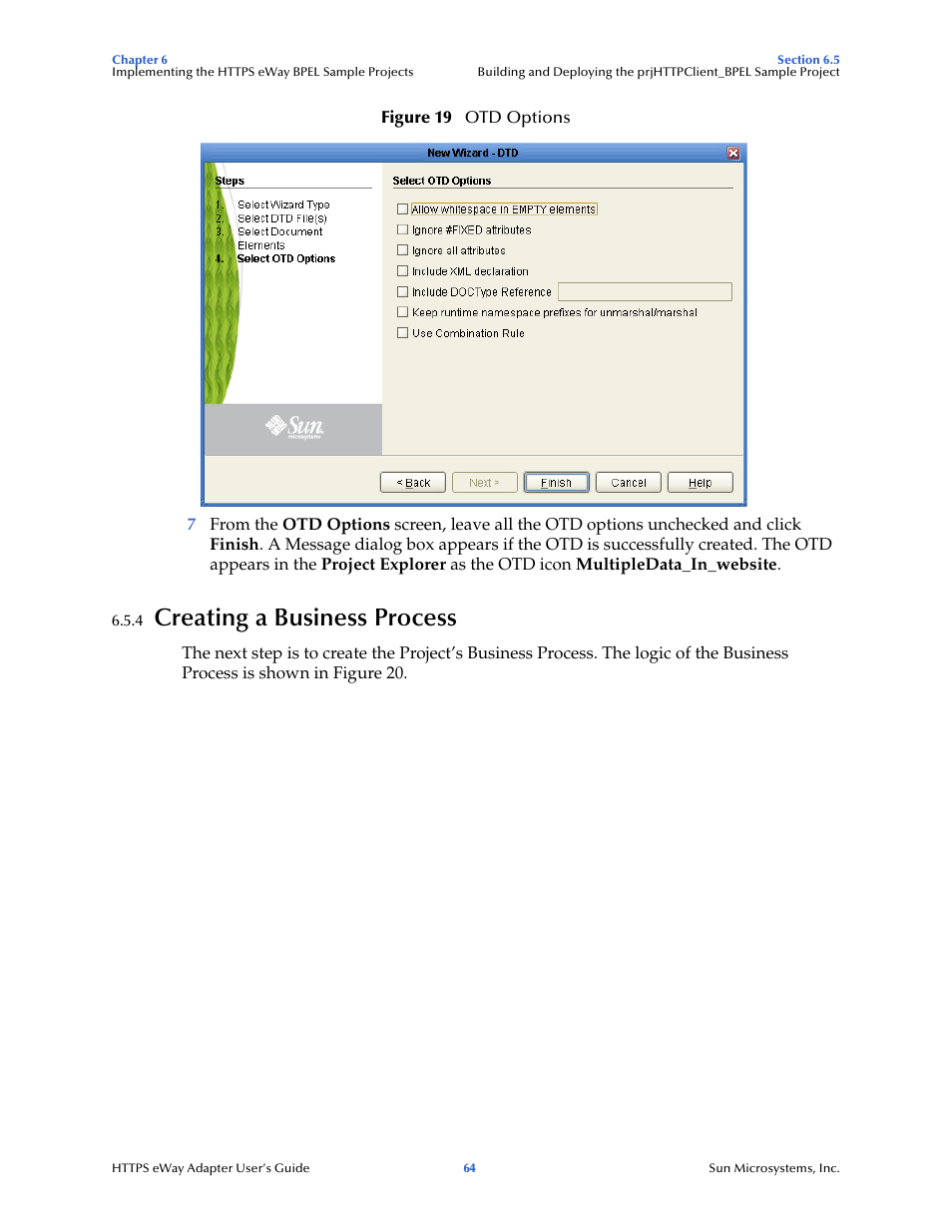 4 creating a business process, Creating a business process | Sun Microsystems 5.1.1 User Manual | Page 64 / 114
