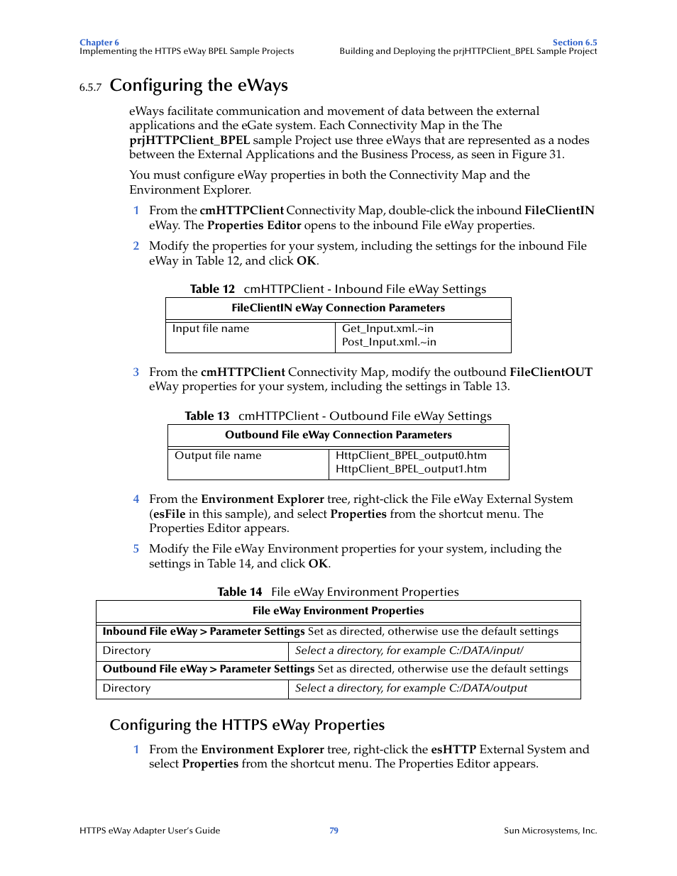 7 configuring the eways, Configuring the https eway properties, Configuring the eways | Sun Microsystems 5.1.1 User Manual | Page 79 / 114