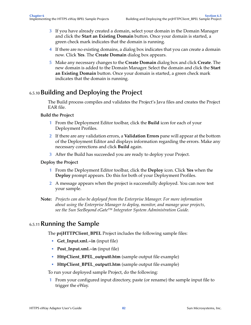 10 building and deploying the project, 11 running the sample, Building and deploying the project | Running the sample, Building and deploying the project” on | Sun Microsystems 5.1.1 User Manual | Page 82 / 114