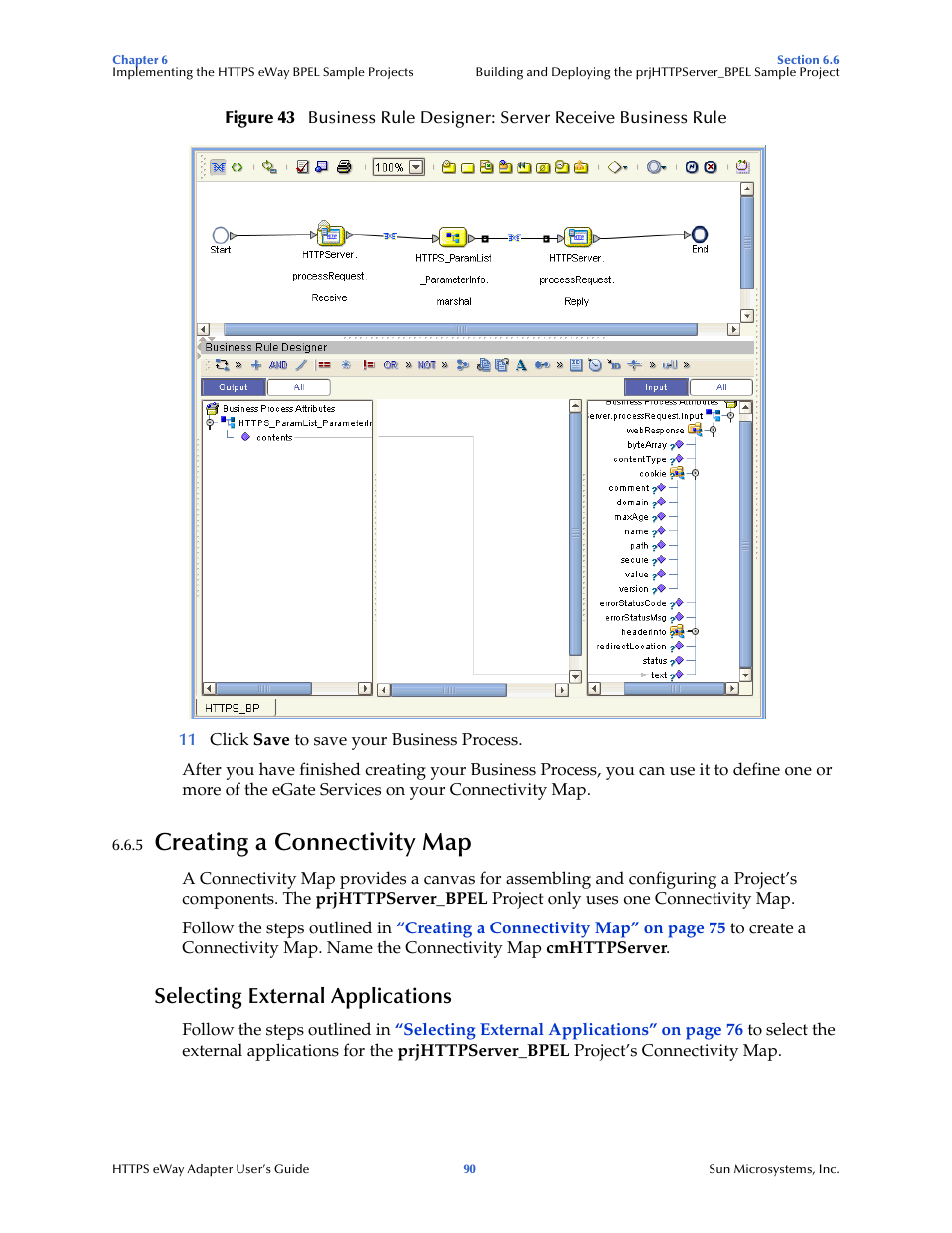 5 creating a connectivity map, Selecting external applications, Creating a connectivity map | Sun Microsystems 5.1.1 User Manual | Page 90 / 114
