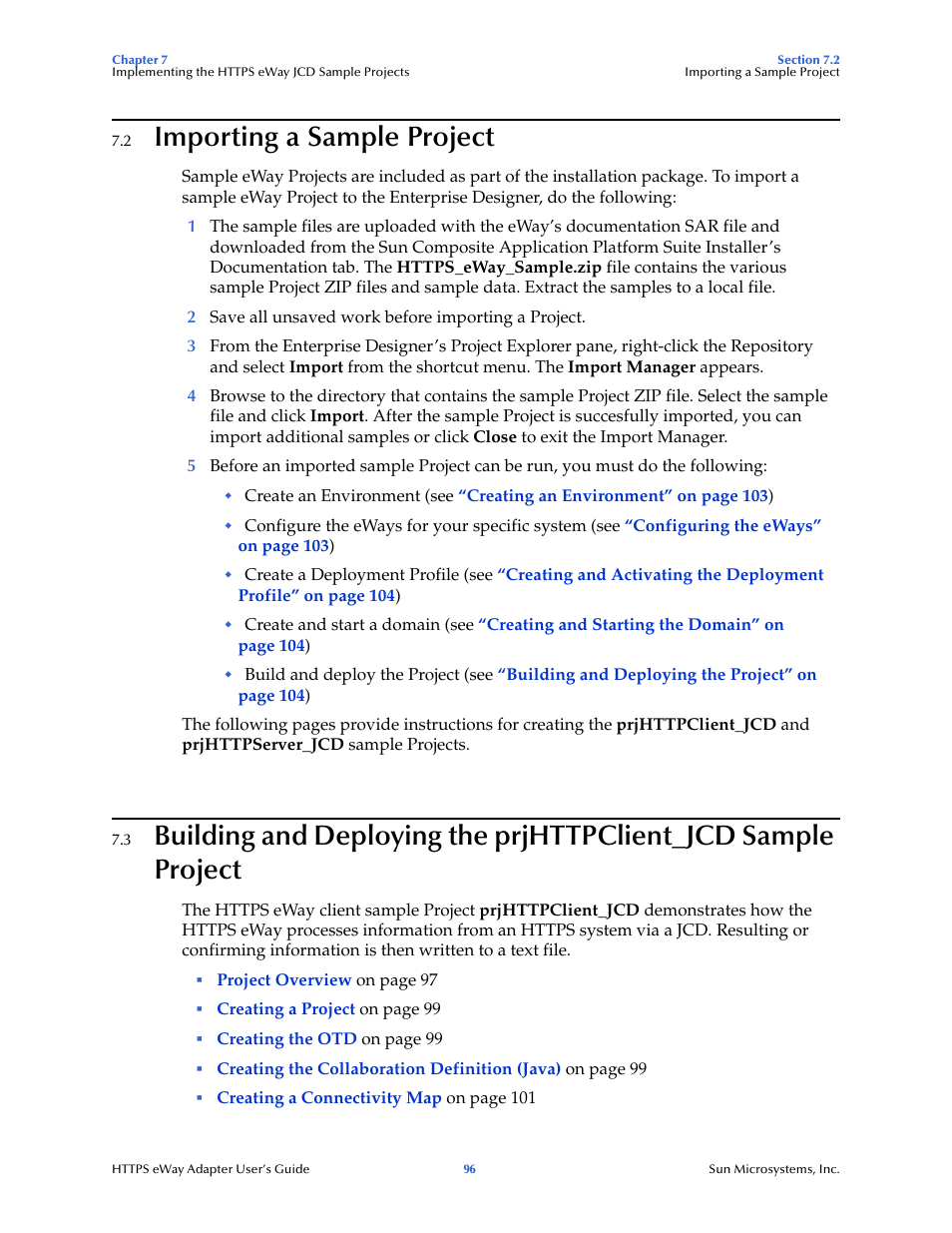 2 importing a sample project, Importing a sample project | Sun Microsystems 5.1.1 User Manual | Page 96 / 114
