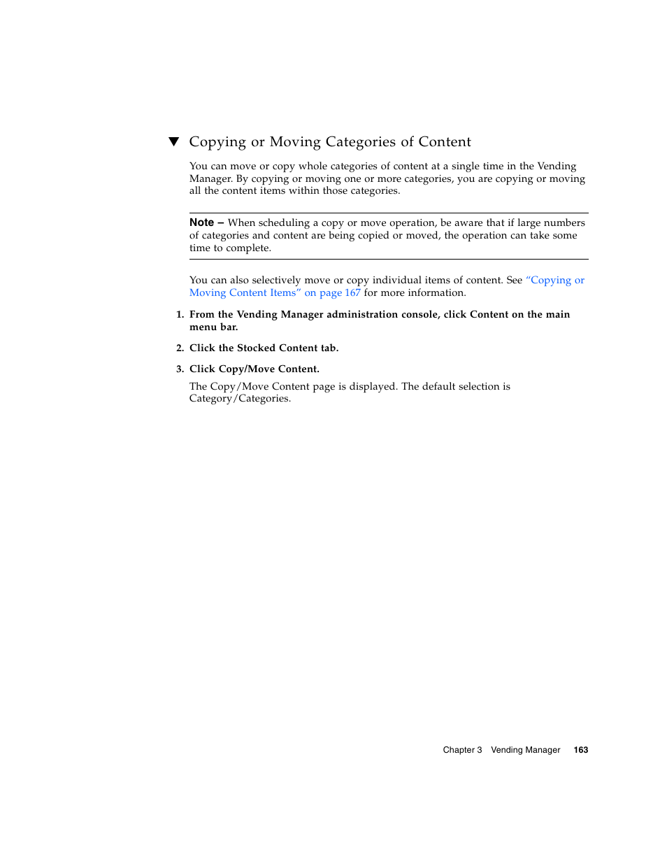 Copying or moving categories of content | Sun Microsystems Sun Java System Content Delivery Server 5 User Manual | Page 182 / 283