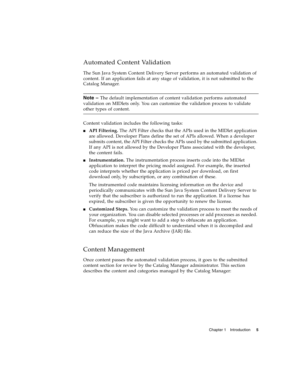 Automated content validation, Content management | Sun Microsystems Sun Java System Content Delivery Server 5 User Manual | Page 23 / 283