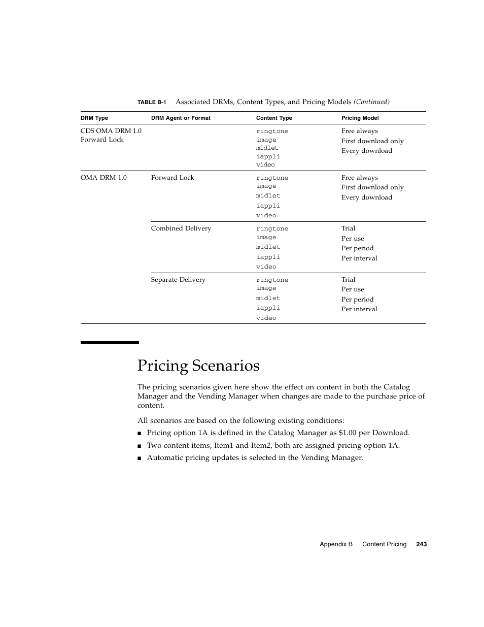 Pricing scenarios | Sun Microsystems Sun Java System Content Delivery Server 5 User Manual | Page 262 / 283