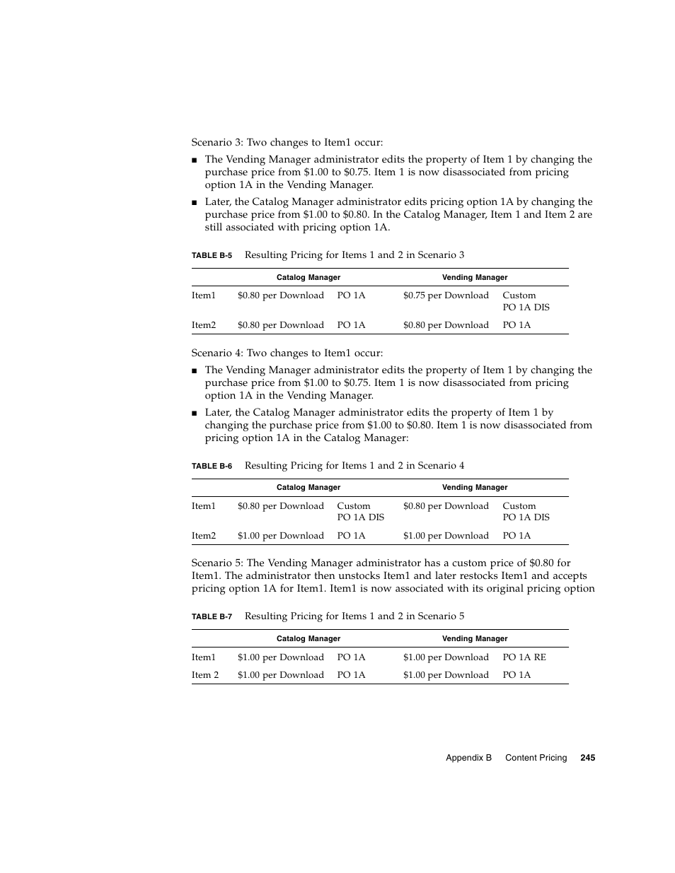 Table b-5, Table b-6, Table b-7 | Sun Microsystems Sun Java System Content Delivery Server 5 User Manual | Page 264 / 283