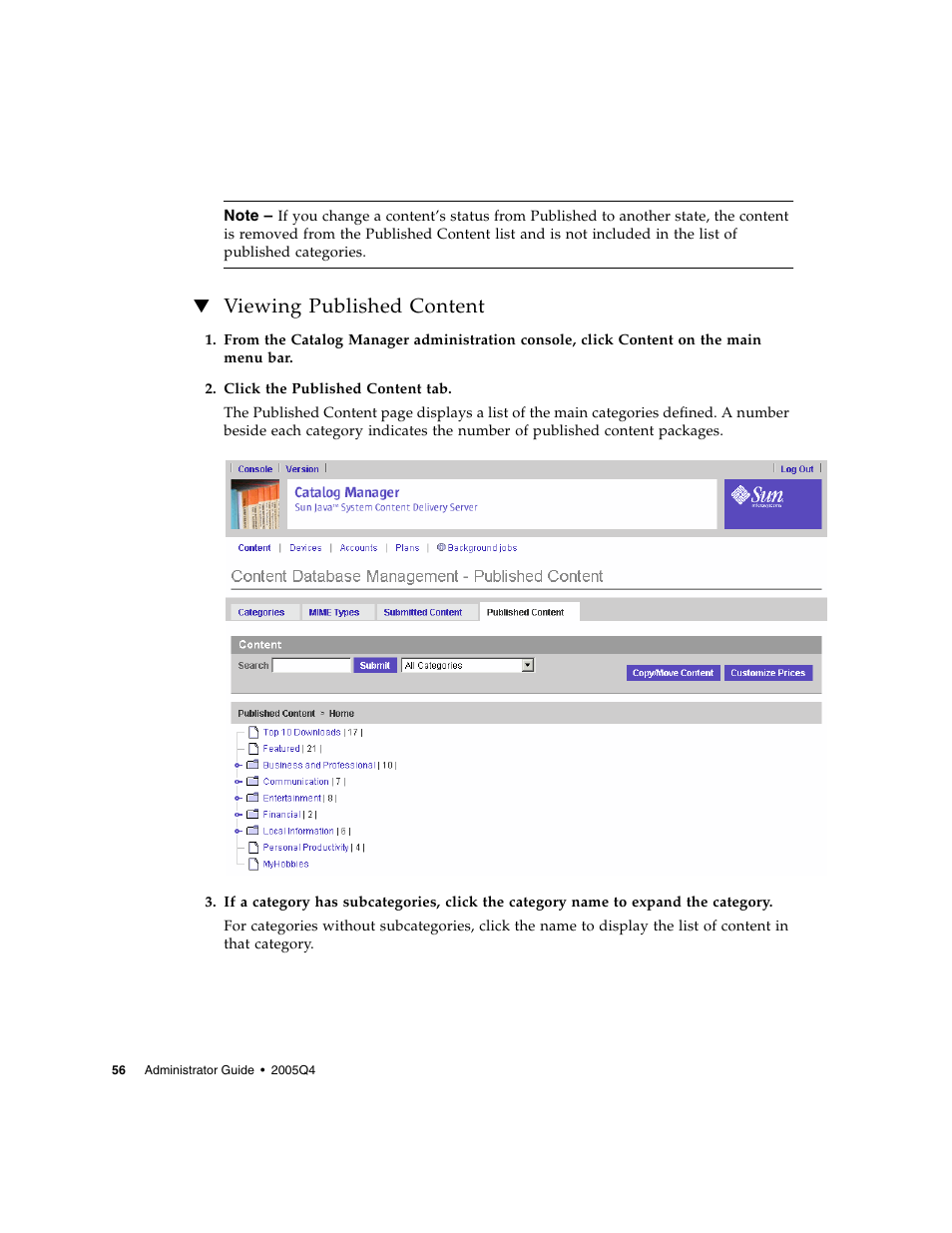 Viewing published content | Sun Microsystems Sun Java System Content Delivery Server 5 User Manual | Page 74 / 283