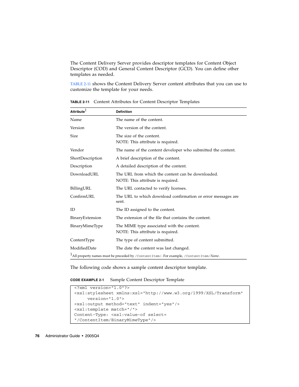 Table 2-11 | Sun Microsystems Sun Java System Content Delivery Server 5 User Manual | Page 94 / 283