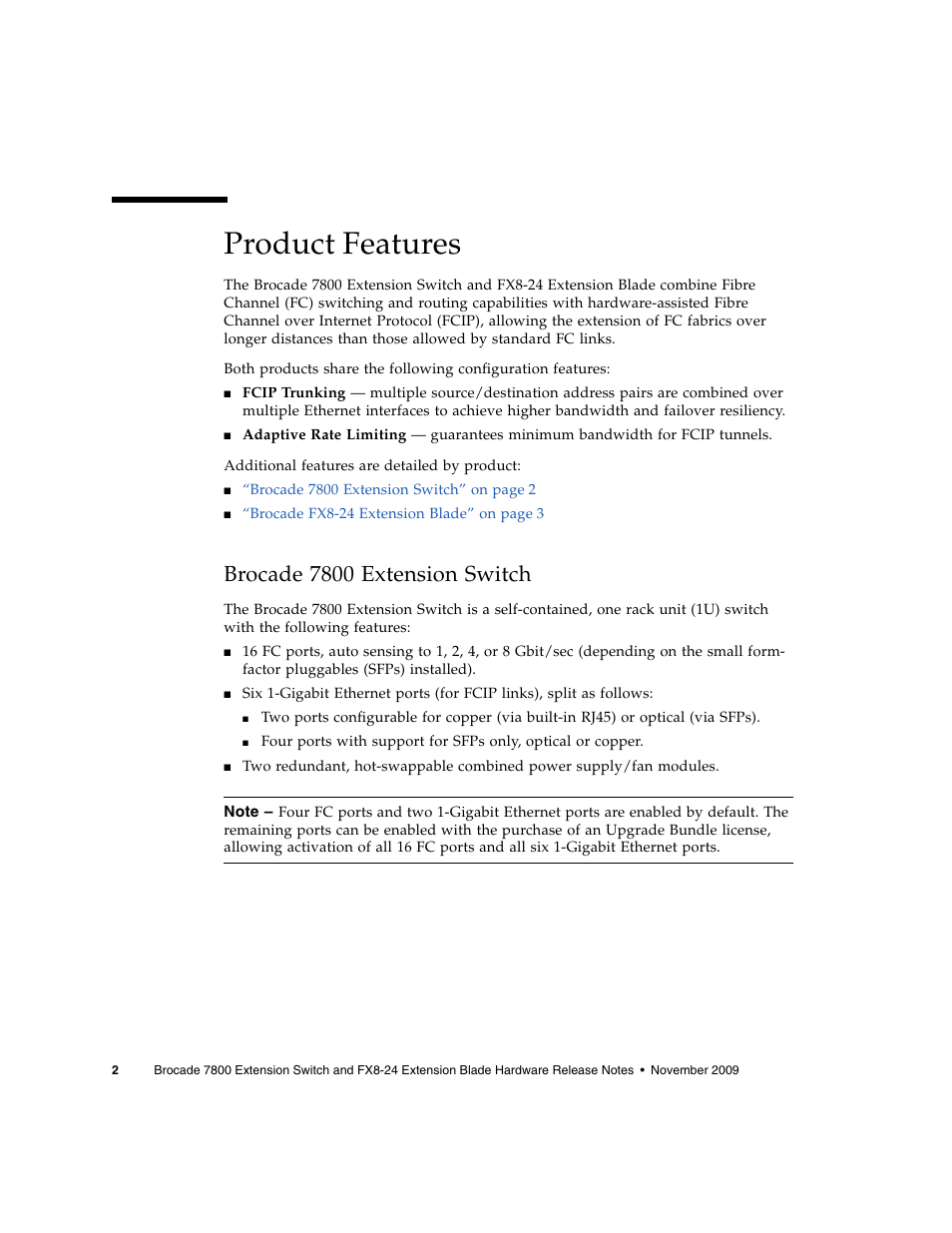 Product features, Brocade 7800 extension switch | Sun Microsystems Brocade Extension Switch 7800 User Manual | Page 4 / 16