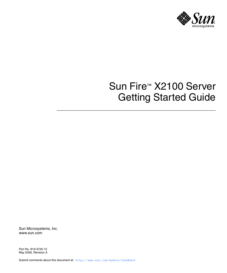 Sun Microsystems SUN FIRE X2100 User Manual | 78 pages