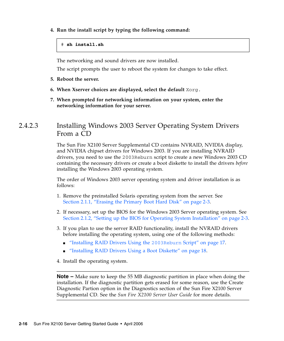 Section | Sun Microsystems SUN FIRE X2100 User Manual | Page 50 / 78