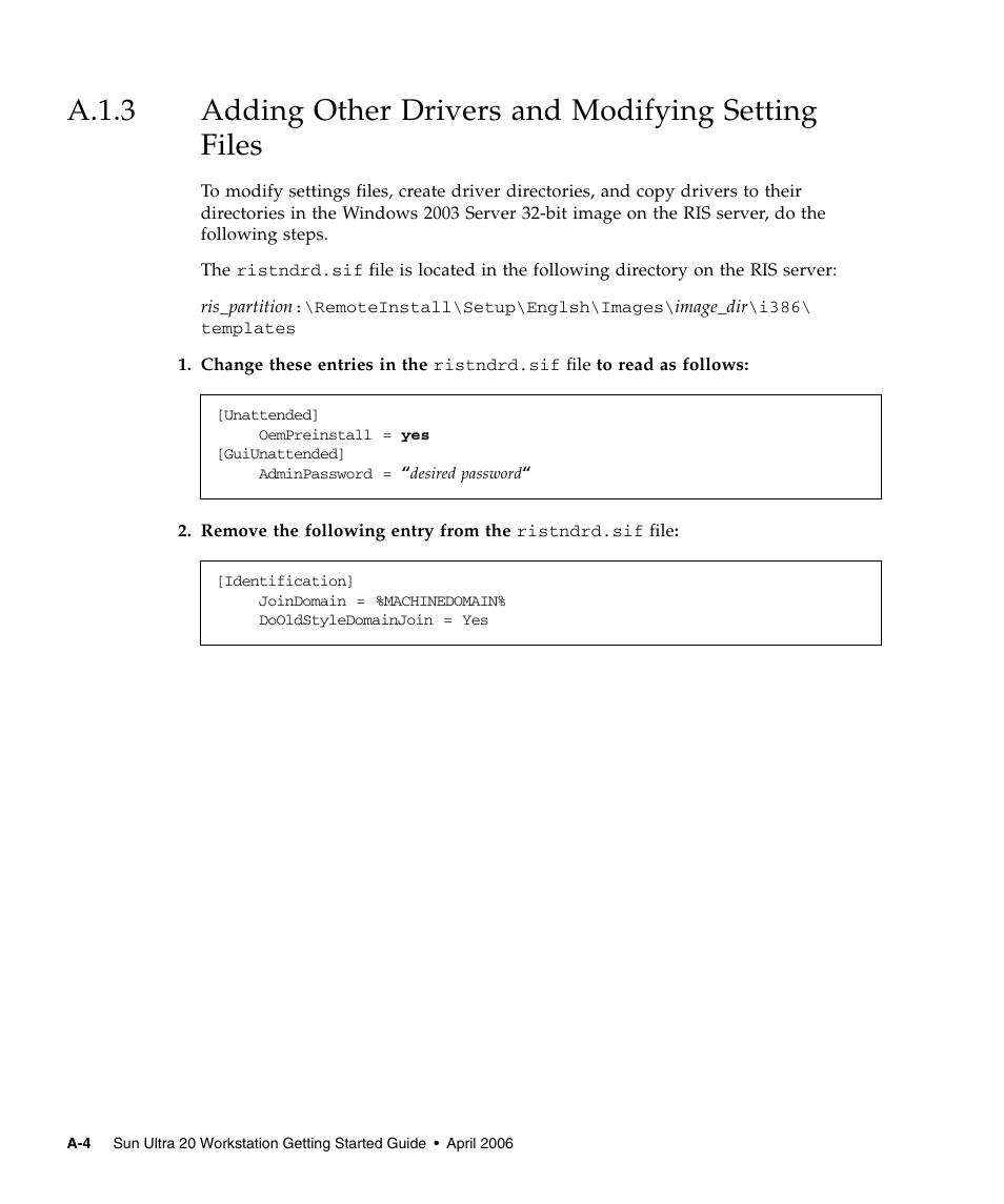 A.1.3, Adding other drivers and modifying setting files | Sun Microsystems SUN FIRE X2100 User Manual | Page 68 / 78