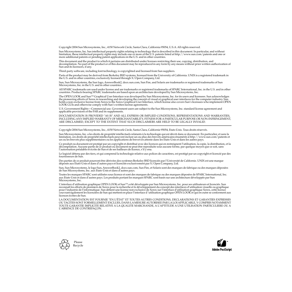 Proprietary rights notices | Sun Microsystems Sun Fire V20z User Manual | Page 2 / 106