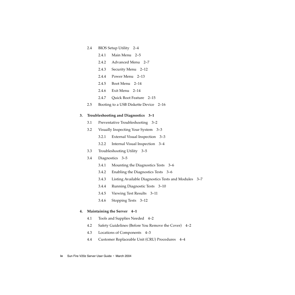 Sun Microsystems Sun Fire V20z User Manual | Page 4 / 106