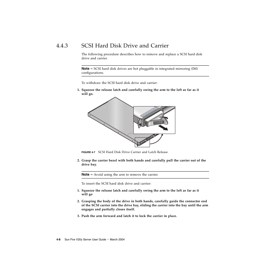 3 scsi hard disk drive and carrier, Scsi hard disk drive and carrier 4–8 | Sun Microsystems Sun Fire V20z User Manual | Page 60 / 106