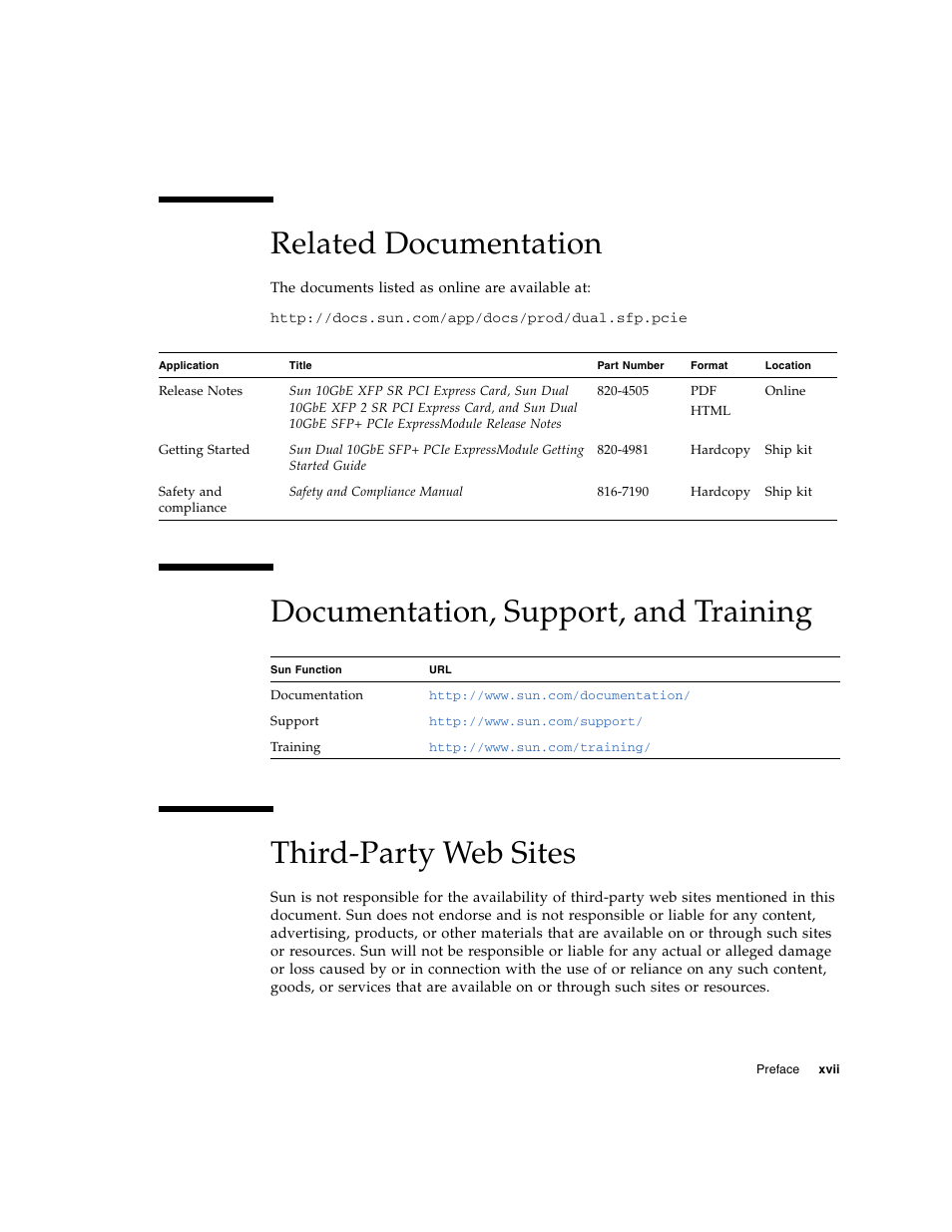Related documentation | Sun Microsystems 5945532 User Manual | Page 17 / 58
