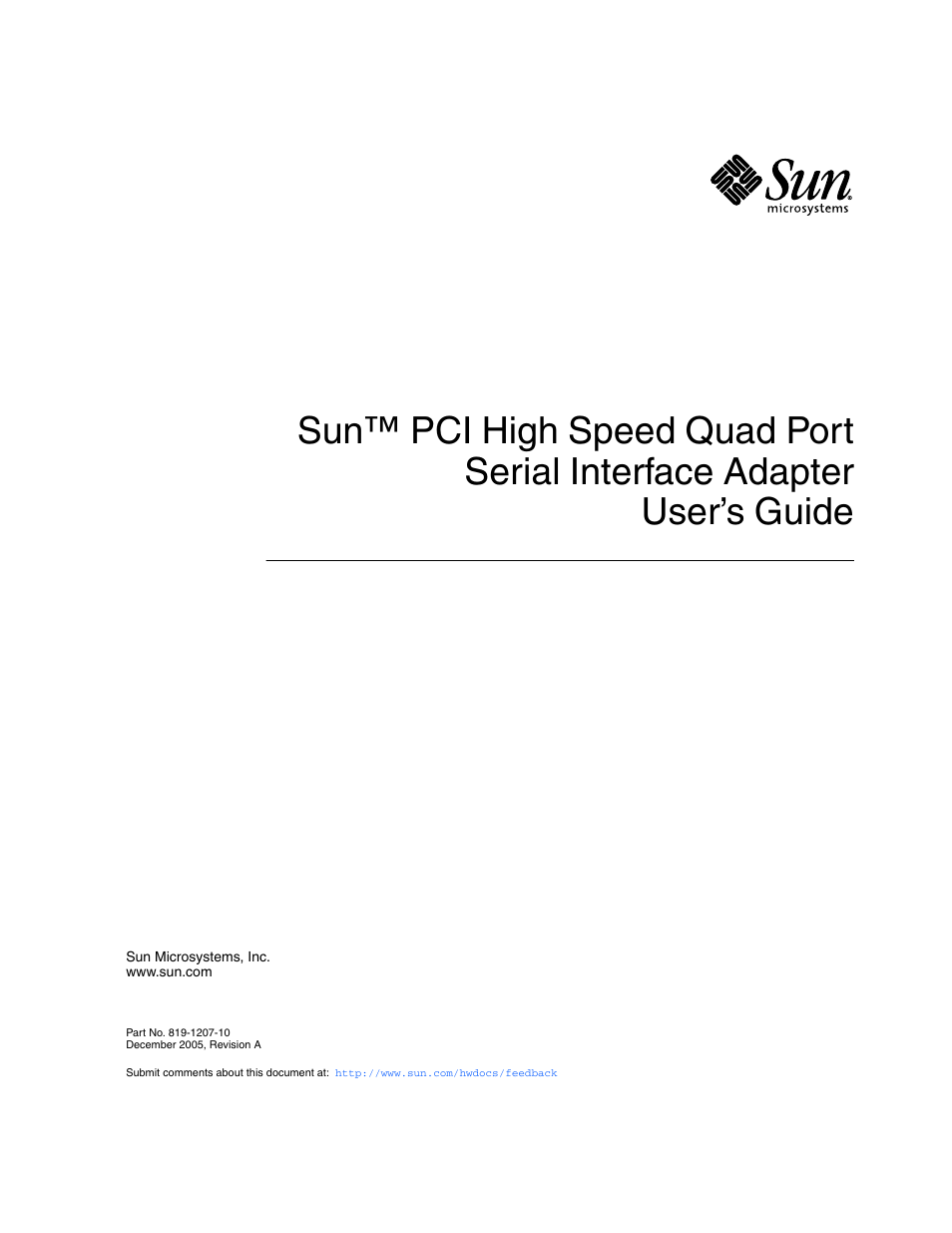 Sun Microsystems Interface Adapter User Manual | 66 pages