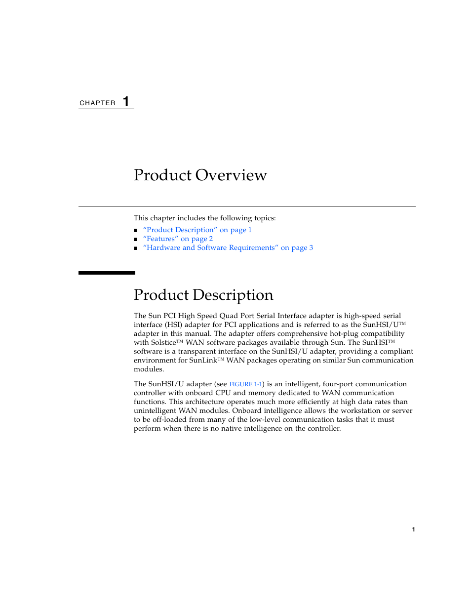 Product overview, Product description | Sun Microsystems Interface Adapter User Manual | Page 21 / 66