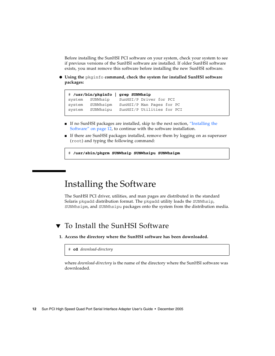 Installing the software, To install the sunhsi software | Sun Microsystems Interface Adapter User Manual | Page 32 / 66