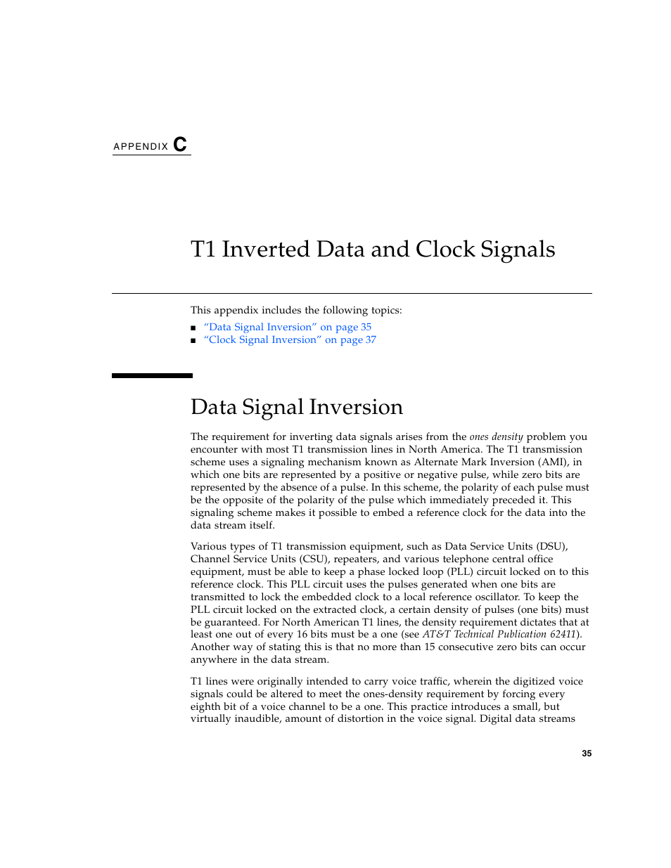 T1 inverted data and clock signals, Data signal inversion | Sun Microsystems Interface Adapter User Manual | Page 55 / 66